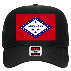 Arkansas State Flag High Crown Mesh Back Trucker Hat