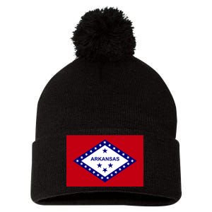 Arkansas State Flag Pom Pom 12in Knit Beanie