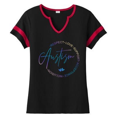 Autism Respect Love Support Acceptance Ladies Halftime Notch Neck Tee