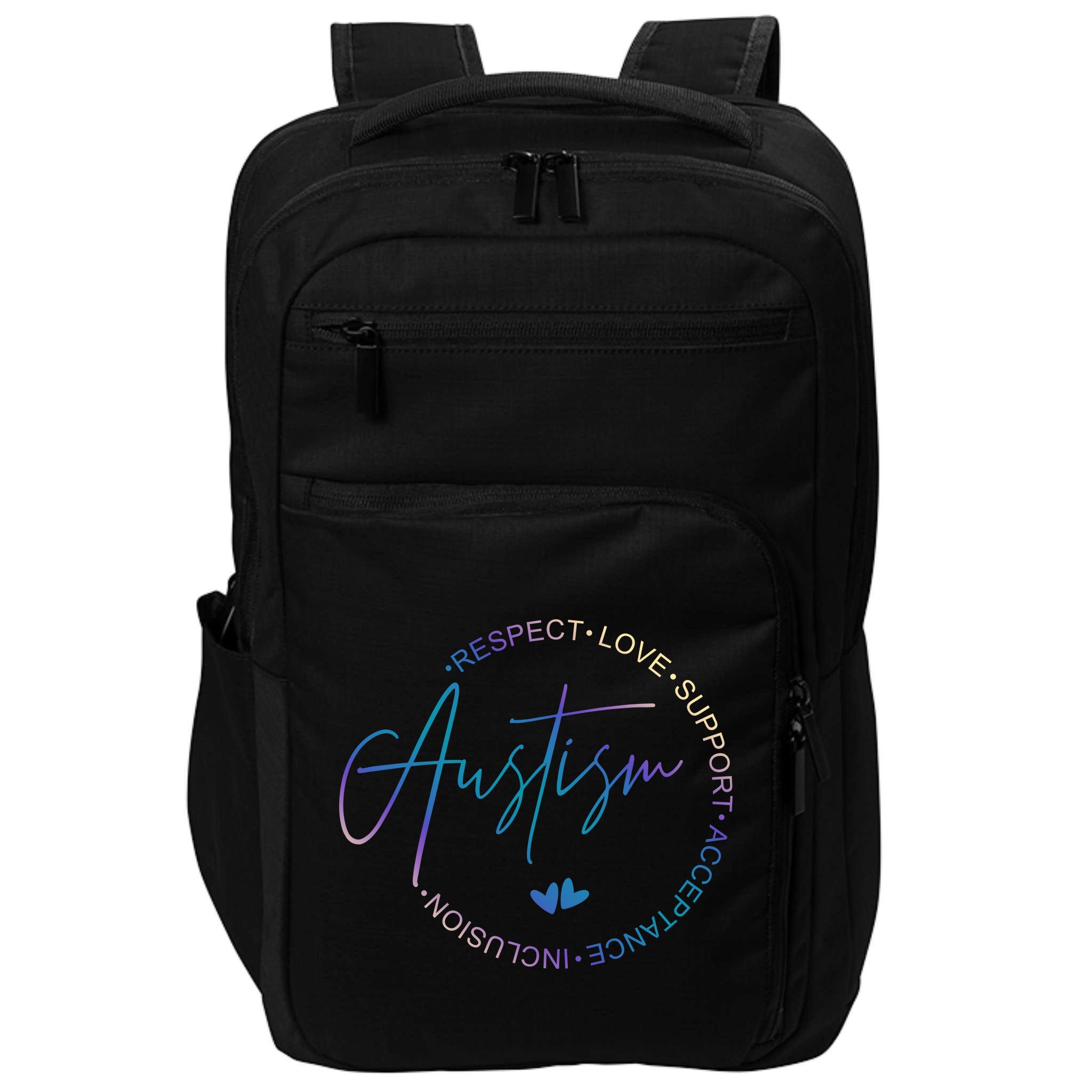 Autism Respect Love Support Acceptance Impact Tech Backpack