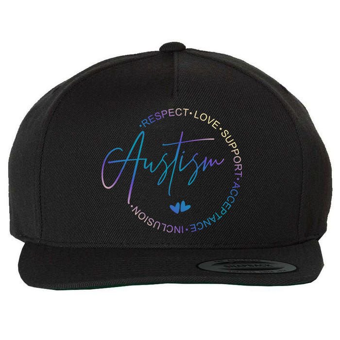 Autism Respect Love Support Acceptance Wool Snapback Cap