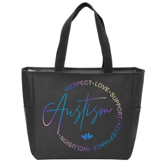 Autism Respect Love Support Acceptance Zip Tote Bag