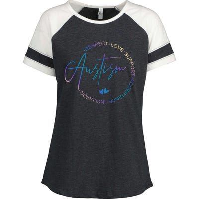 Autism Respect Love Support Acceptance Enza Ladies Jersey Colorblock Tee