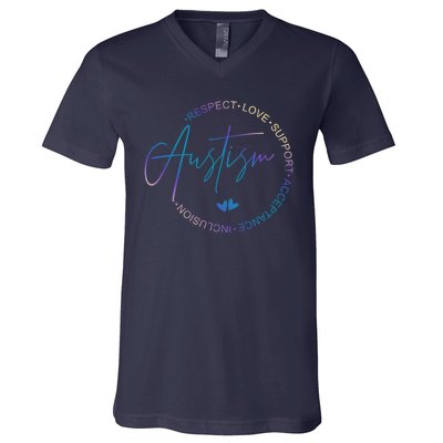 Autism Respect Love Support Acceptance V-Neck T-Shirt