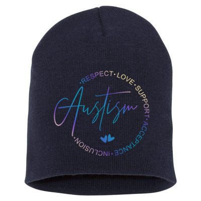 Autism Respect Love Support Acceptance Short Acrylic Beanie