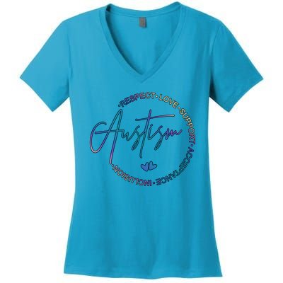 Autism Respect Love Support Acceptance Women's V-Neck T-Shirt