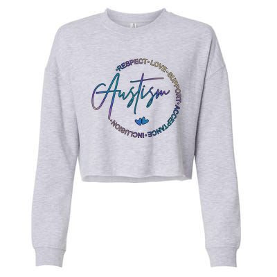 Autism Respect Love Support Acceptance Cropped Pullover Crew