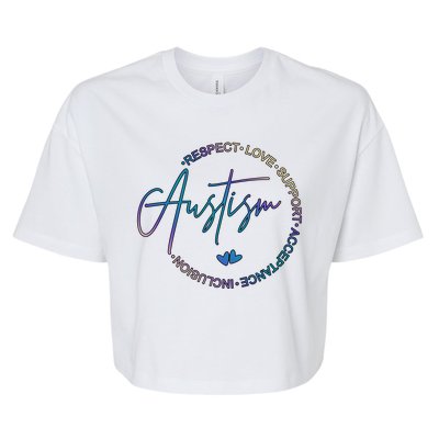 Autism Respect Love Support Acceptance Bella+Canvas Jersey Crop Tee