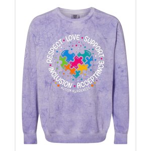 Autism Respect Love Support Autism Awareness Colorblast Crewneck Sweatshirt