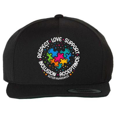 Autism Respect Love Support Autism Awareness Wool Snapback Cap