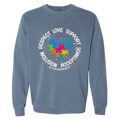 Autism Respect Love Support Autism Awareness Garment-Dyed Sweatshirt