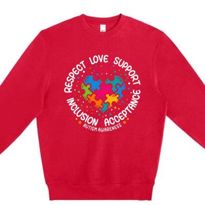 Autism Respect Love Support Autism Awareness Premium Crewneck Sweatshirt