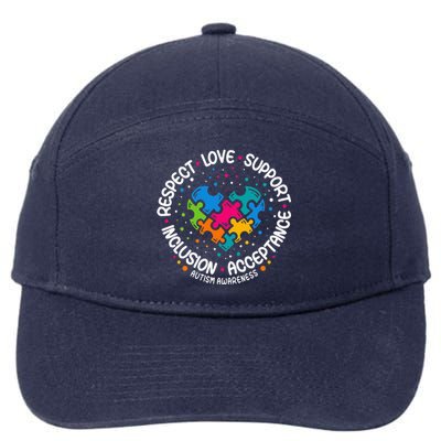 Autism Respect Love Support Autism Awareness 7-Panel Snapback Hat