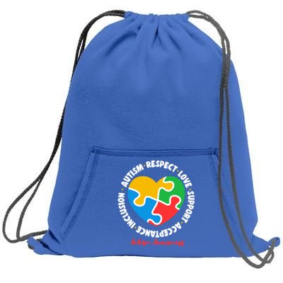 Autism Respect Love Support Acceptance Inclusion Asd Support Gift Sweatshirt Cinch Pack Bag