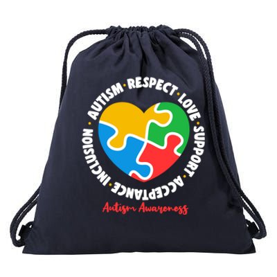 Autism Respect Love Support Acceptance Inclusion Asd Support Gift Drawstring Bag