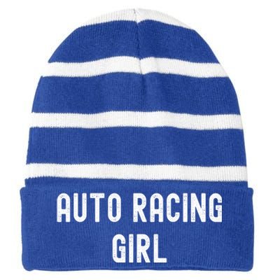 Auto Racing Lover Gift Auto Racing Gift Striped Beanie with Solid Band