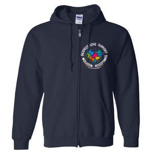 Autism Respect Love Support Autism Awareness Full Zip Hoodie