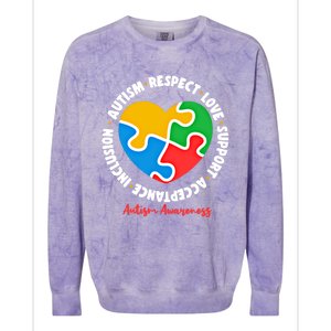 Autism Respect Love Support Acceptance Inclusion Asd Support Gift Colorblast Crewneck Sweatshirt