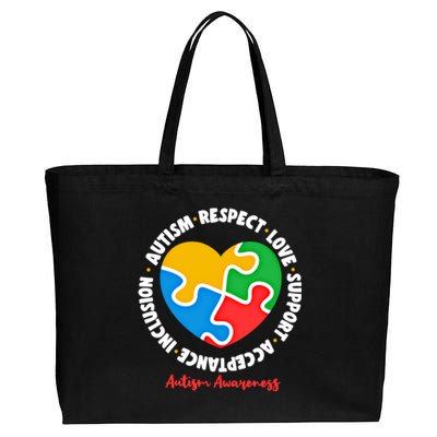 Autism Respect Love Support Acceptance Inclusion Asd Support Gift Cotton Canvas Jumbo Tote