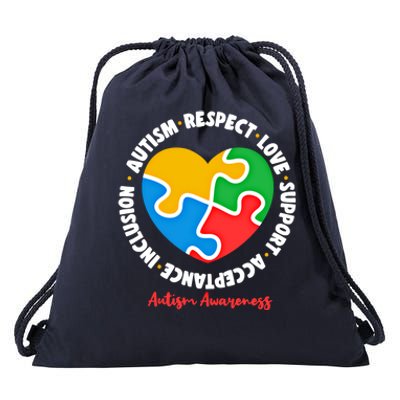 Autism Respect Love Support Acceptance Inclusion Asd Support Gift Drawstring Bag