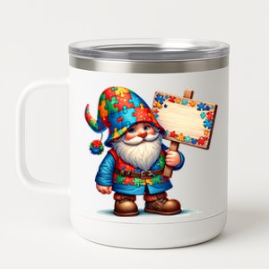 Autism Respect Love Support Gnome Autism Awareness Meaningful Gift 12 oz Stainless Steel Tumbler Cup