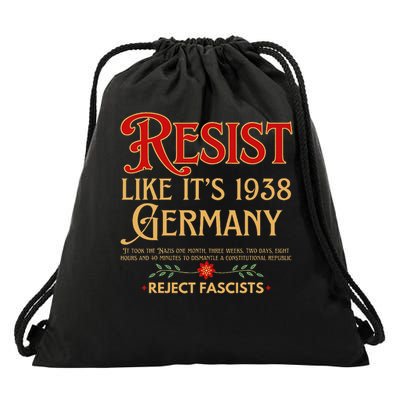 Anti-Fascism Resist Like Its 1938 Germany Reject Fascism Drawstring Bag