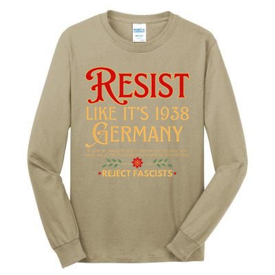 Anti-Fascism Resist Like Its 1938 Germany Reject Fascism Tall Long Sleeve T-Shirt