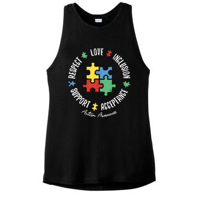 Autism Respect Love Support Autism Awareness Ladies PosiCharge Tri-Blend Wicking Tank