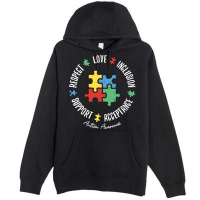 Autism Respect Love Support Autism Awareness Premium Pullover Hoodie