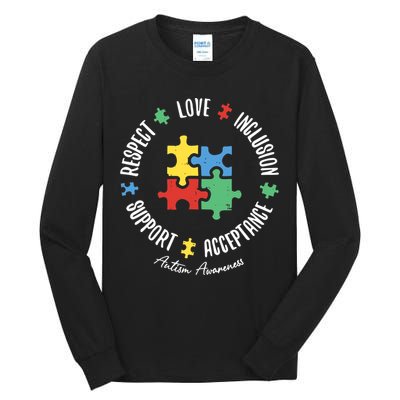 Autism Respect Love Support Autism Awareness Tall Long Sleeve T-Shirt