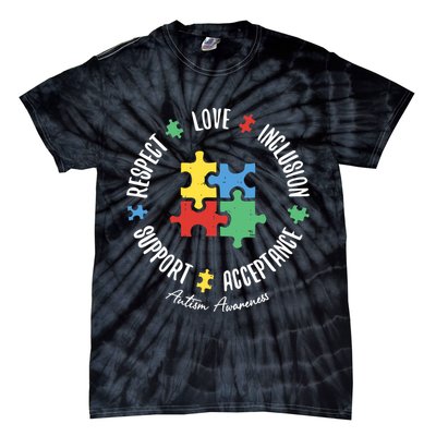 Autism Respect Love Support Autism Awareness Tie-Dye T-Shirt