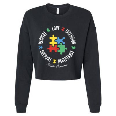 Autism Respect Love Support Autism Awareness Cropped Pullover Crew