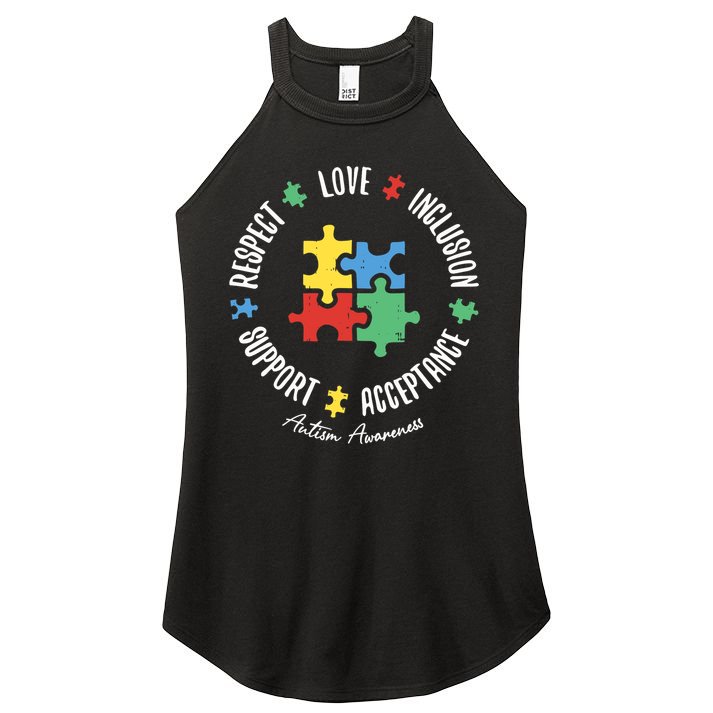 Autism Respect Love Support Autism Awareness Women's Perfect Tri Rocker Tank