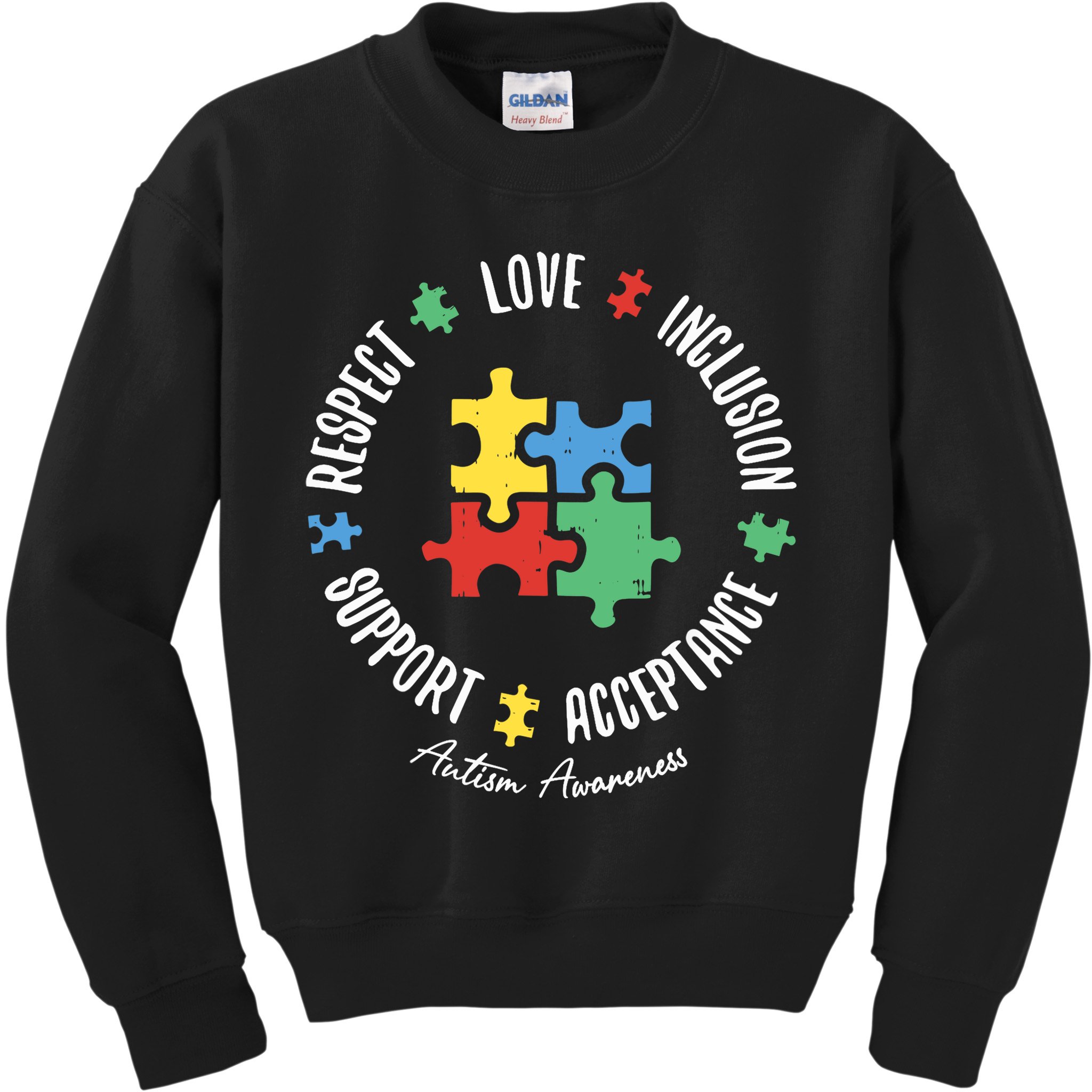 Autism Respect Love Support Autism Awareness Kids Sweatshirt