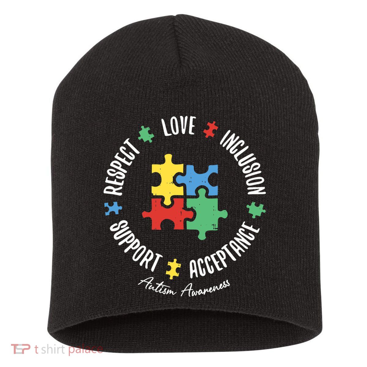 Autism Respect Love Support Autism Awareness Short Acrylic Beanie