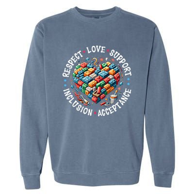 Autism Respect Love Support Autistic Awareness Gift Garment-Dyed Sweatshirt