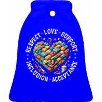 Autism Respect Love Support Autistic Awareness Gift Ceramic Bell Ornament