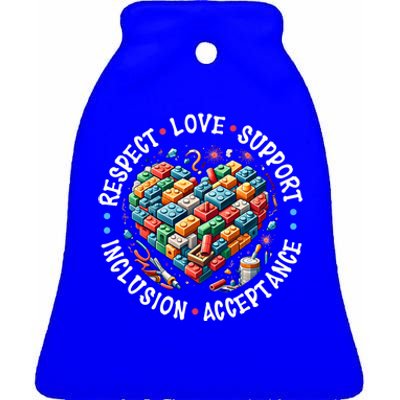 Autism Respect Love Support Autistic Awareness Gift Ceramic Bell Ornament