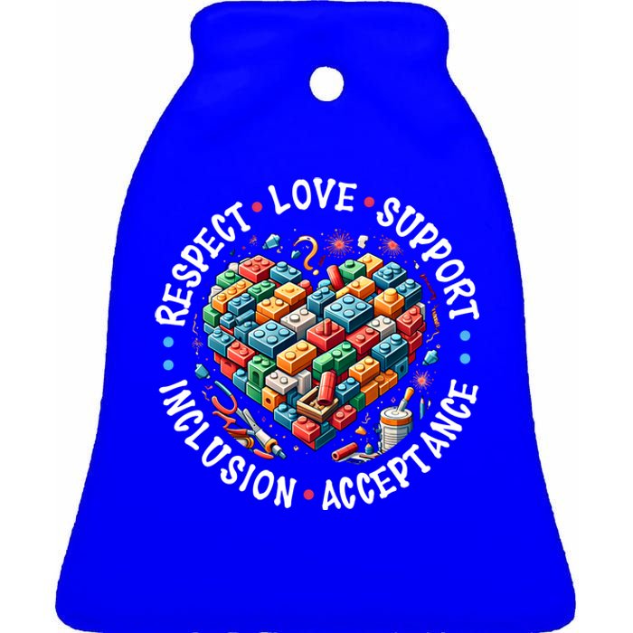 Autism Respect Love Support Autistic Awareness Gift Ceramic Bell Ornament