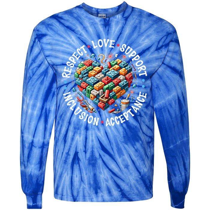 Autism Respect Love Support Autistic Awareness Gift Tie-Dye Long Sleeve Shirt