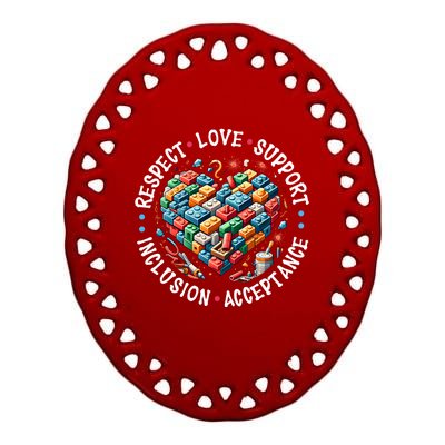 Autism Respect Love Support Autistic Awareness Gift Ceramic Oval Ornament