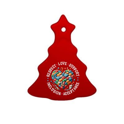 Autism Respect Love Support Autistic Awareness Gift Ceramic Tree Ornament