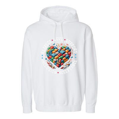 Autism Respect Love Support Autistic Awareness Gift Garment-Dyed Fleece Hoodie