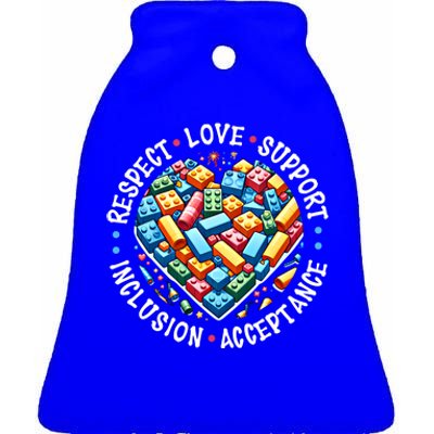 Autism Respect Love Support Autistic Awareness Gift Ceramic Bell Ornament