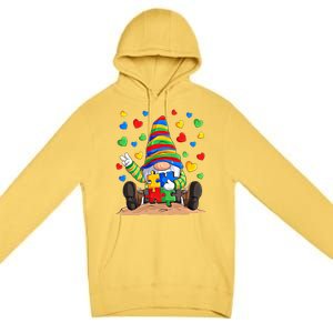 Autism Respect Love Support Gnome Autism Awareness Great Gift Premium Pullover Hoodie