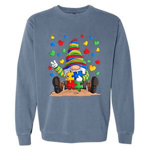 Autism Respect Love Support Gnome Autism Awareness Great Gift Garment-Dyed Sweatshirt