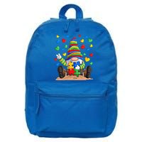 Autism Respect Love Support Gnome Autism Awareness Great Gift 16 in Basic Backpack