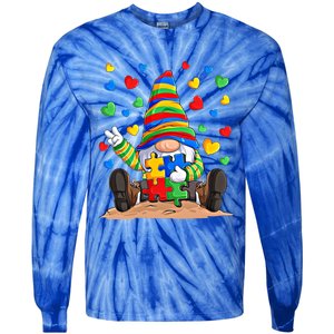 Autism Respect Love Support Gnome Autism Awareness Great Gift Tie-Dye Long Sleeve Shirt