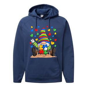 Autism Respect Love Support Gnome Autism Awareness Great Gift Performance Fleece Hoodie