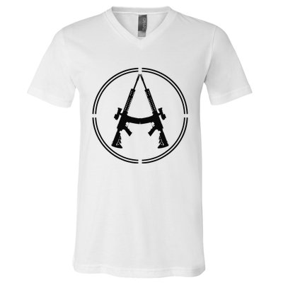 Anarchist Rifles Libertarian Firearm Anarchy Ancap Anarchist V-Neck T-Shirt